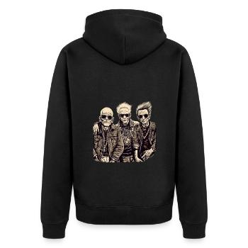 Coole Bestager Anarchisten Punks mit Sonnenbrillen - Unisex Premium Bio Zip Hoodie - Schwarz - Hinten - Nico (187cm)