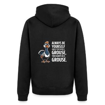 Auerhahn - Unisex Premium Bio Zip Hoodie - Schwarz - Hinten - Nico (187cm)