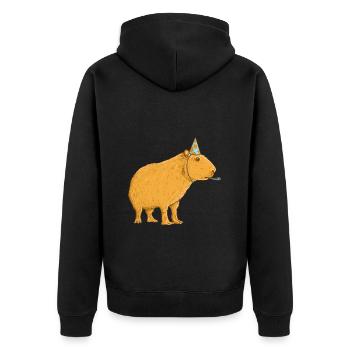 Anniversaire de Capybara - Veste à capuche bio Premium Unisexe - noir - Dos - Nico (187cm)
