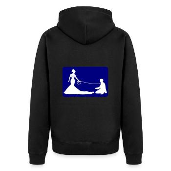 Hochzeit Brautpaar Leine - Unisex Premium Bio Zip Hoodie - Schwarz - Hinten - Nico (187cm)