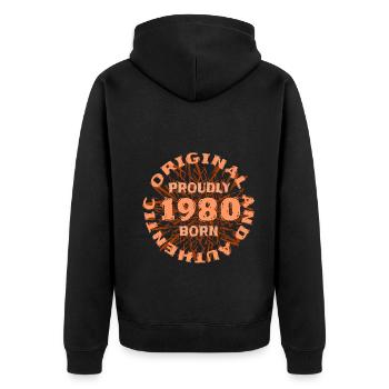 Original 1980 - Unisex Premium Organic Zip Hoodie - black - Back - Nico (187cm)