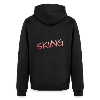 Skiing Ski fahren - Unisex Premium Bio Zip Hoodie - Schwarz - Hinten - Nico (187cm)