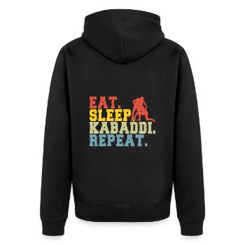 Geschenk für Kabaddi Liebhaber - Unisex Premium Bio Zip Hoodie - Schwarz - Hinten - Nico (187cm)