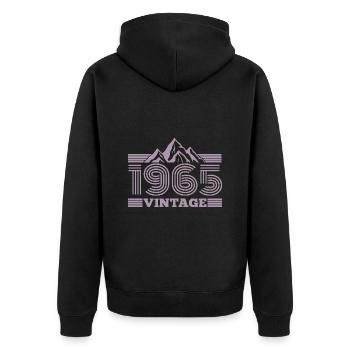 Geburtstag Jahrgang 1965 Retro Wandern - Unisex Premium Bio Zip Hoodie - Schwarz - Hinten - Nico (187cm)
