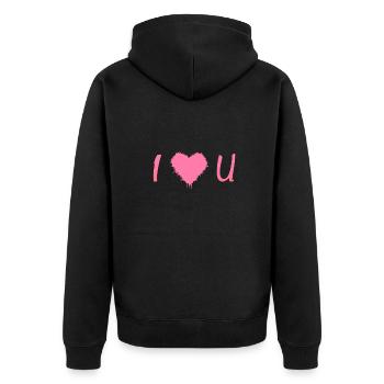I love you - Unisex Premium Bio Zip Hoodie - Schwarz - Hinten - Nico (187cm)
