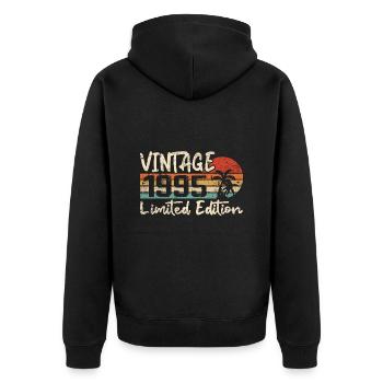 Jahrgang 1995 Jahrgang 1995 Geburtstagsgeschenk - Unisex Premium Bio Zip Hoodie - Schwarz - Hinten - Nico (187cm)