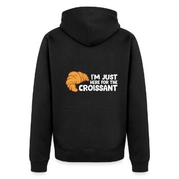 Croissant - I'm just here for the Croissant - Unisex Premium Organic Zip Hoodie - black - Back - Nico (187cm)