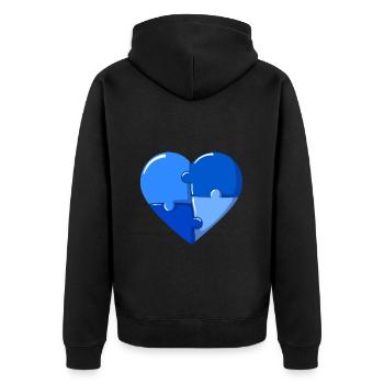Autism heart Blue Puzzle - Unisex Premium Bio Zip Hoodie - Schwarz - Hinten - Nico (187cm)