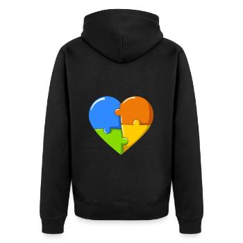 Autism heart colorful - Unisex Premium Bio Zip Hoodie - Schwarz - Hinten - Nico (187cm)