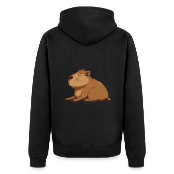 Wasserschwein - Unisex Premium Bio Zip Hoodie - Schwarz - Hinten - Nico (187cm)