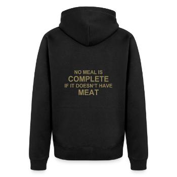 Fleischliebhaber BBQ Kochkunst Grillparty - Unisex Premium Bio Zip Hoodie - Schwarz - Hinten - Nico (187cm)