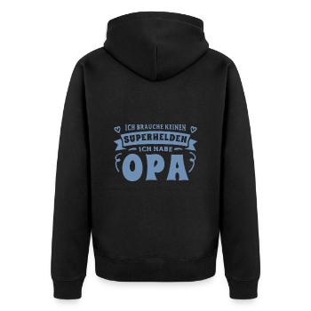 Opa Enkel Sprüche Ich habe meinen Opa - Unisex Premium Bio Zip Hoodie - Schwarz - Hinten - Nico (187cm)