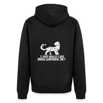 Schneeleopard - Unisex Premium Bio Zip Hoodie - Schwarz - Hinten - Nico (187cm)