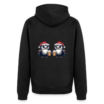 Eule Weihnachten Bier Team - Unisex Premium Bio Zip Hoodie - Schwarz - Hinten - Nico (187cm)
