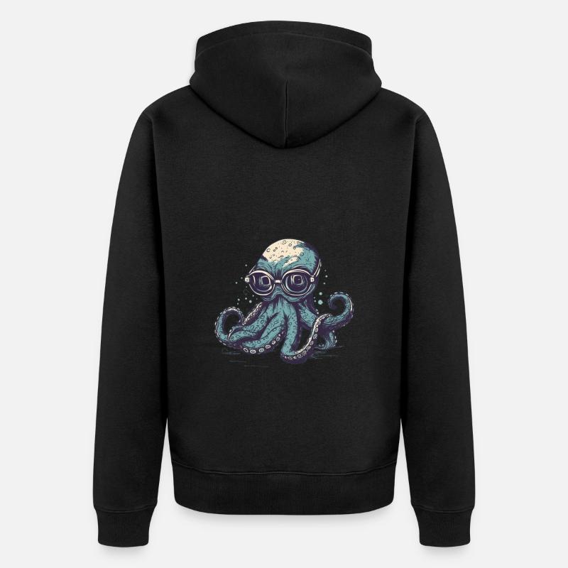 Poulpe comique ringard avec lunettes - Veste à capuche bio Premium Unisexe - noir
