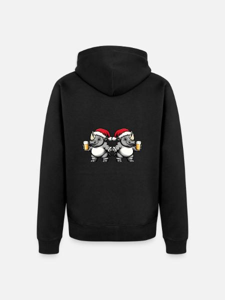 Rhino Christmas Beer Team - Unisex Premium Organic Zip Hoodie - black