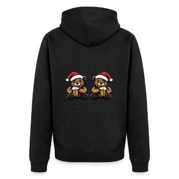 Bär Weihnachten Bier Team - Unisex Premium Bio Zip Hoodie - Schwarz - Hinten - Nico (187cm)