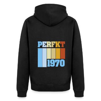 1970 - Unisex Premium Bio Zip Hoodie - Schwarz - Hinten - Nico (187cm)