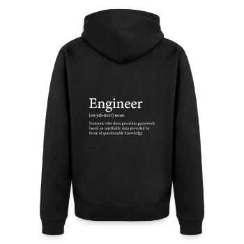 Definition des Begriffs "Ingenieur" - Unisex Premium Bio Zip Hoodie - Schwarz - Hinten - Nico (187cm)