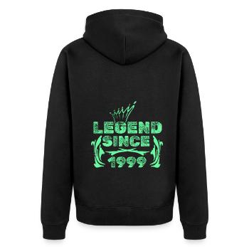 Geschenkidee 1999 - Unisex Premium Bio Zip Hoodie - Schwarz - Hinten - Nico (187cm)
