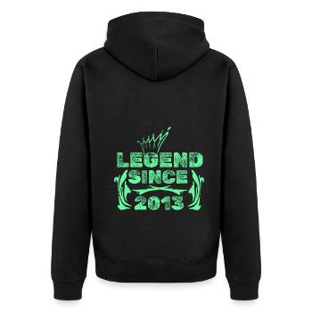 Jahr 2013 - Unisex Premium Bio Zip Hoodie - Schwarz - Hinten - Nico (187cm)