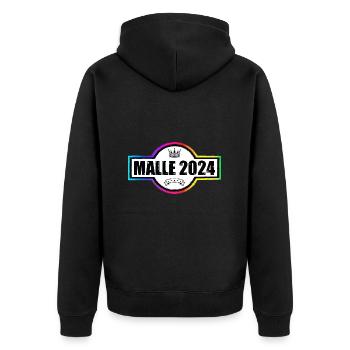 Malle 2024 Bunt Krone - Unisex Premium Bio Zip Hoodie - Schwarz - Hinten - Nico (187cm)