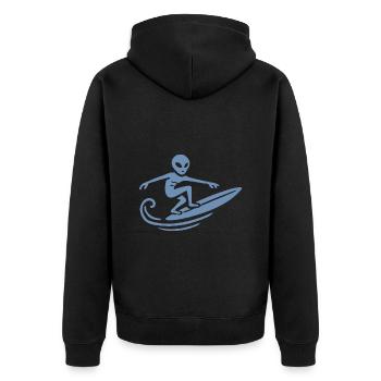 Alien Surfer Surfing Surfboard Summer Surfing - Unisex Premium Organic Zip Hoodie - black - Back - Nico (187cm)