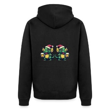 Dinosaurier triceratops Weihnachten Bier Team - Unisex Premium Bio Zip Hoodie - Schwarz - Hinten - Nico (187cm)