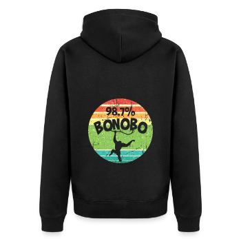 Lustiges Affe Schimpanse DNA - Unisex Premium Bio Zip Hoodie - Schwarz - Hinten - Nico (187cm)