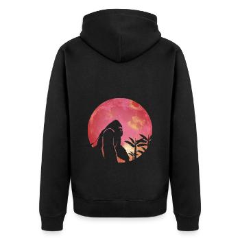 Gorilla Retro Vintage 80er Jahre Stil - Unisex Premium Bio Zip Hoodie - Schwarz - Hinten - Nico (187cm)