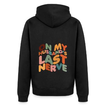 Sur le dernier nerf de mon mari - Veste à capuche bio Premium Unisexe - noir - Dos - Nico (187cm)
