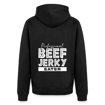 Professional Beef Jerky Eater Meat Lovers - Unisex Premium Organic Zip Hoodie - black - Back - Nico (187cm)