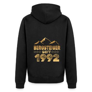 geboren 1992 - Unisex Premium Bio Zip Hoodie - Schwarz - Hinten - Nico (187cm)