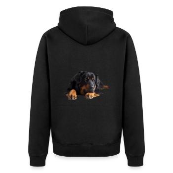 Hovawart - Unisex Premium Bio Zip Hoodie - Schwarz - Hinten - Nico (187cm)