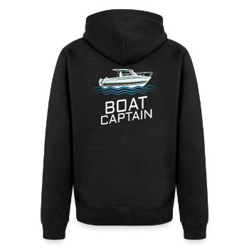 BOATING: Boat Captain - Unisex Premium Organic Zip Hoodie - black - Back - Nico (187cm)