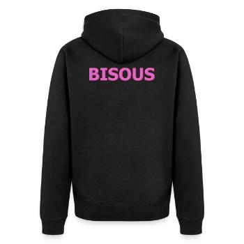 Küsse - Unisex Premium Bio Zip Hoodie - Schwarz - Hinten - Nico (187cm)