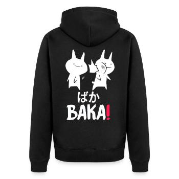 Baka Japanischer Anime-Liebhaber Manga-Leser Otaku - Unisex Premium Bio Zip Hoodie - Schwarz - Hinten - Nico (187cm)