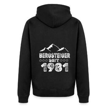 Bergsteiger geboren in 1981 - Unisex Premium Bio Zip Hoodie - Schwarz - Hinten - Nico (187cm)