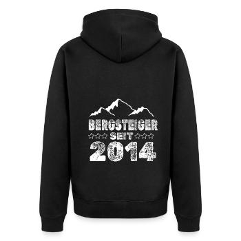 geboren 2014 - Unisex Premium Bio Zip Hoodie - Schwarz - Hinten - Nico (187cm)