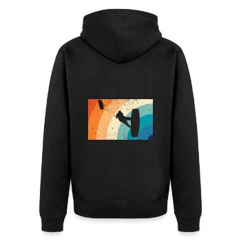 Kitesurfing - Unisex Premium Bio Zip Hoodie - Schwarz - Hinten - Nico (187cm)