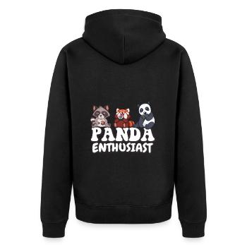 Panda enthusiast - Unisex Premium Bio Zip Hoodie - Schwarz - Hinten - Nico (187cm)