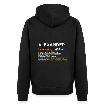 Alexander - Unisex Premium Bio Zip Hoodie - Schwarz - Hinten - Nico (187cm)