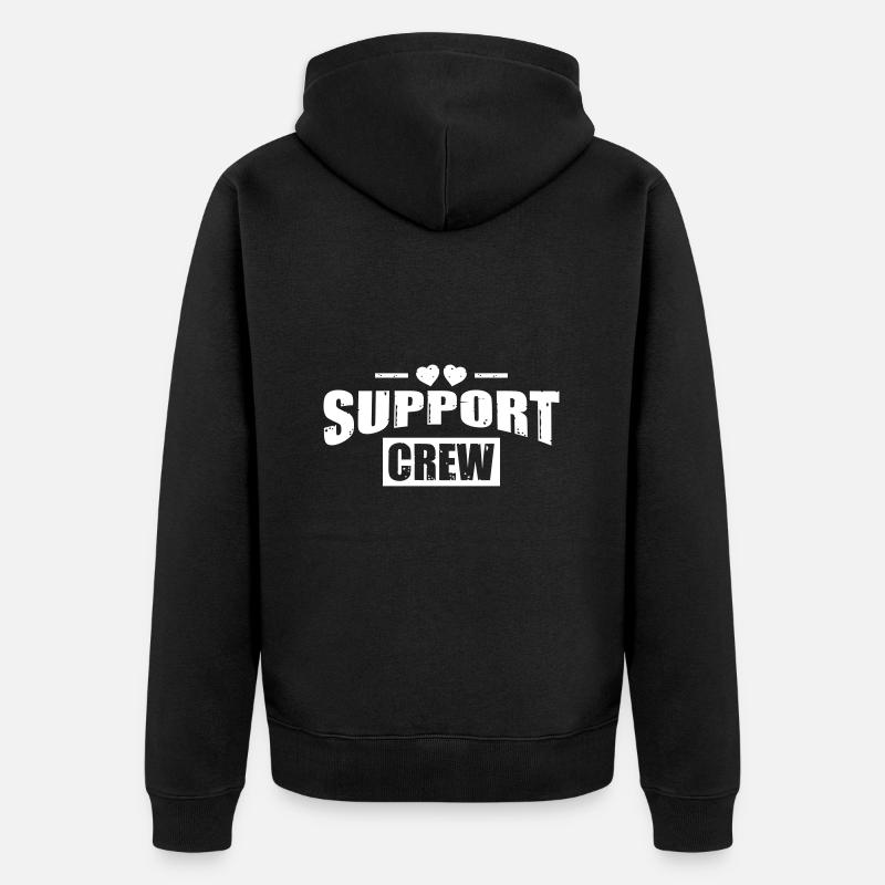 Support Crew Herz - Unisex Premium Bio Zip Hoodie - Schwarz
