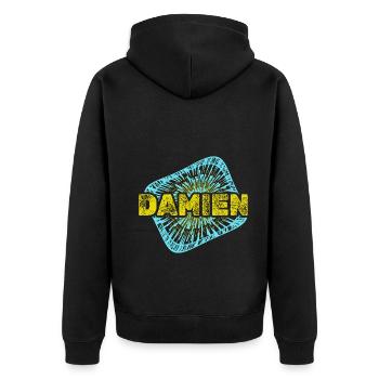 Sternenstaub Damien - Unisex Premium Bio Zip Hoodie - Schwarz - Hinten - Nico (187cm)