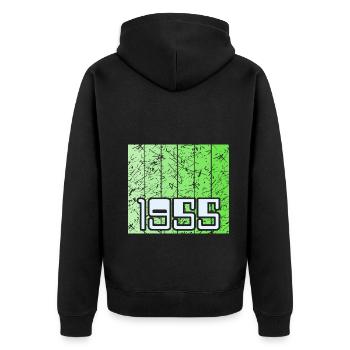 Born 1955 - Unisex Premium Organic Zip Hoodie - black - Back - Nico (187cm)