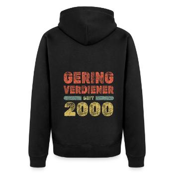 Jahr 2000 - Unisex Premium Bio Zip Hoodie - Schwarz - Hinten - Nico (187cm)
