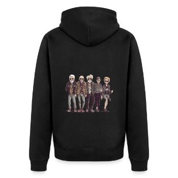 Coole Bestager Gang, Sonnenbrillen und Lederjacken - Unisex Premium Bio Zip Hoodie - Schwarz - Hinten - Nico (187cm)
