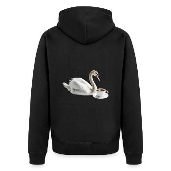 Schwan Kaffee - Unisex Premium Bio Zip Hoodie - Schwarz - Hinten - Nico (187cm)