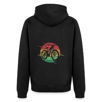 E-Bike Fahrrad - Unisex Premium Bio Zip Hoodie - Schwarz - Hinten - Nico (187cm)