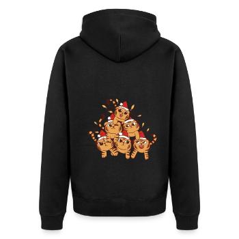 Tiger Katze Weihnachtsbaum Weihnachten - Unisex Premium Bio Zip Hoodie - Schwarz - Hinten - Nico (187cm)